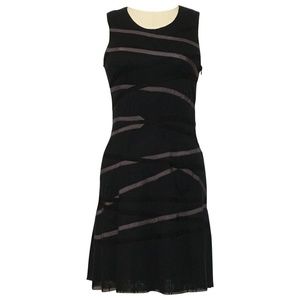 Cynthia Rowley black net dress with ribbon accents
